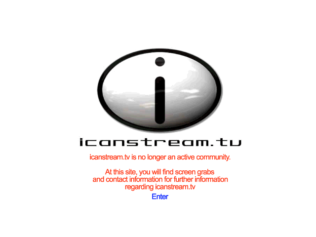 Original iCanStream.tv home screen with the Enter link.